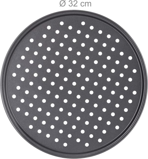 Pizzabägare, rund, perforerad, non-stick, tartes flambées, stål