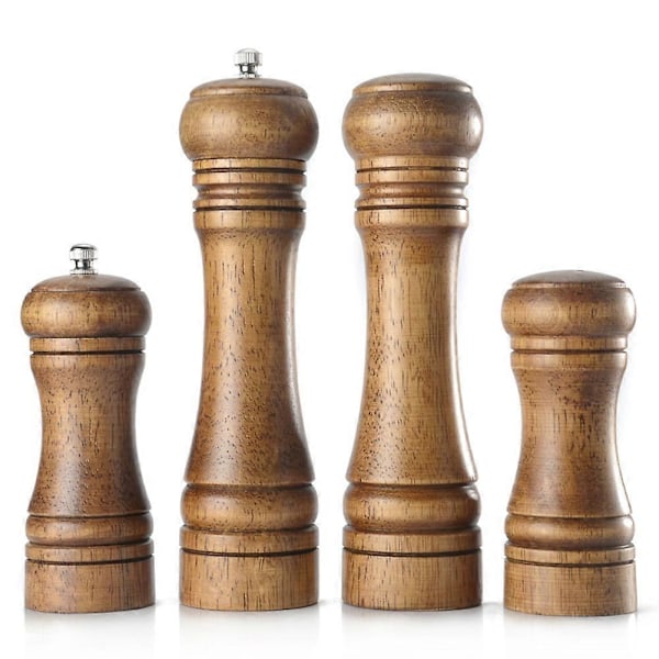 2 st/set Trä Saltflaska Kryddburk Manuell Pepparkvarn Kökstillbehör 5 inch