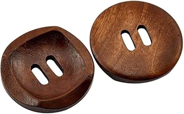 10 Runde Brune Træknapper 30mm med 2 Huller (30mm-10Stk)