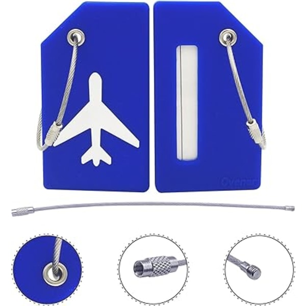 5 Pakke (blå) Silikone-bagagemærke med navne-id-kort Perfekt til Qu