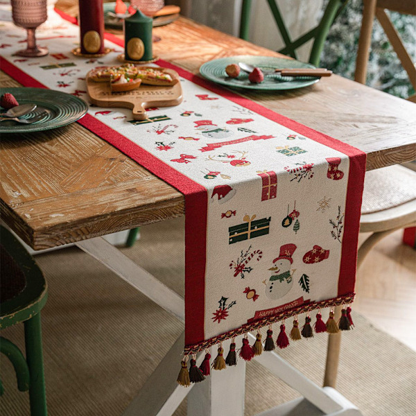 ##/Julbordstablett dekoration, duk, 35*180cm, fransar##/