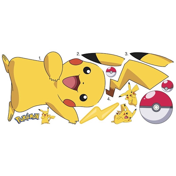 ##/Väggdekaler för stora Pikachu, peel and stick, för barn, tecknade väggdekaler##/