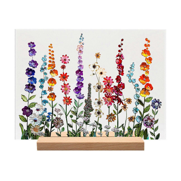 Akryl Blomst Bord Skilt med Tre Stativ Kraftig Blomsterplanter Hjemmekontor Midtstykke Skrivebordsdekorasjon Ornament C