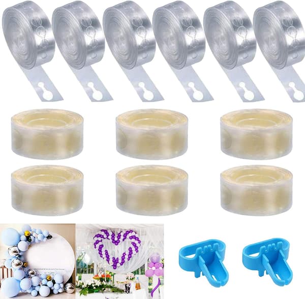 Ballongbue-sett (14 deler), 6 ruller ballongbue-stripe, 6 ruller