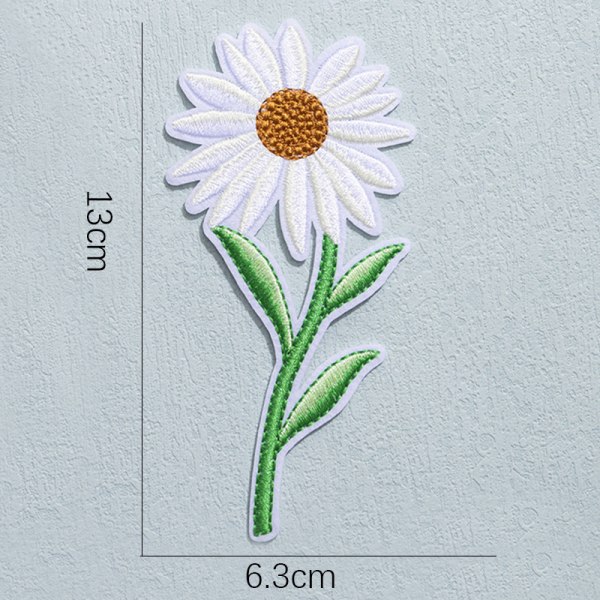 6 stk Daisy Delicate Broderede Patches, Broderi Blomster Patc