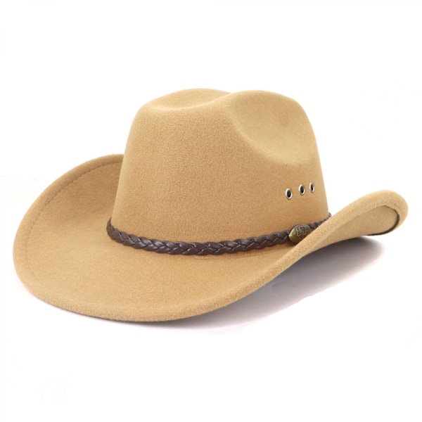 ##/Cowboyhat til kvinder og mænd, westernhat med bred skygge og strop##/