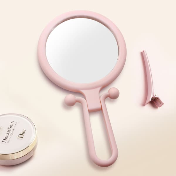 2 STK Dobbeltsidet Håndspejl - 5 x Foldbart Indstillingsspejl med Håndtag - Rundt Rejsespejl - til Makeup og Styling