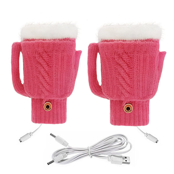 Rose Røde USB Opvarmede Handsker Varme Handsker