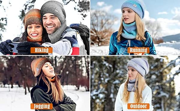 Lue og Skjerf Vinterlue Strikket Lue Skjerf Varmt Lueskjerfsett for Kvinner
