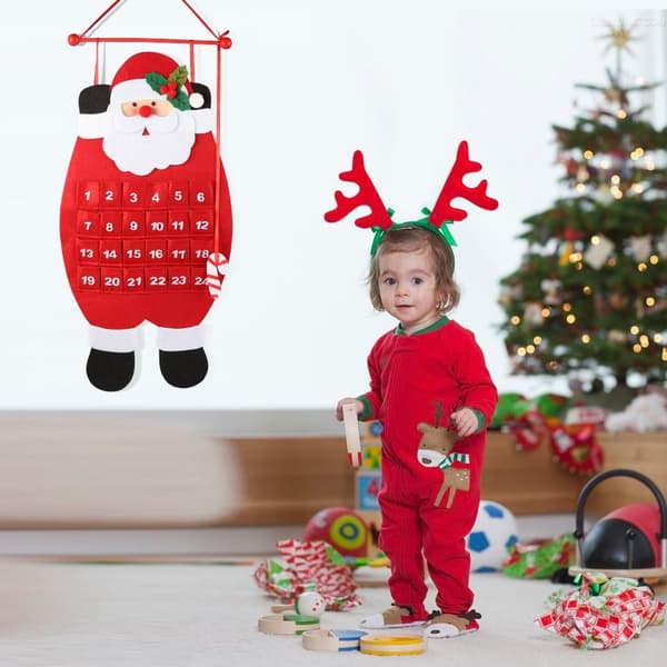 Julkalender med Jultomten, 3D Filt Hängande Julkalender
