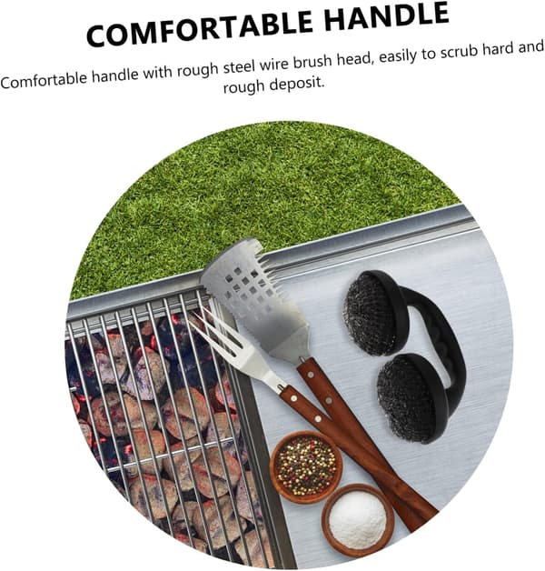 2 kpl Grillauspesien puhdistus ulkopallopuhdistaja kolmoiskaasu BBQ-astia