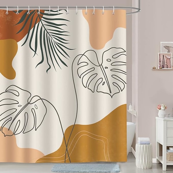 Tryckt Duschdraperi (180 x 200cm med 12 Krokar) Mid Century B