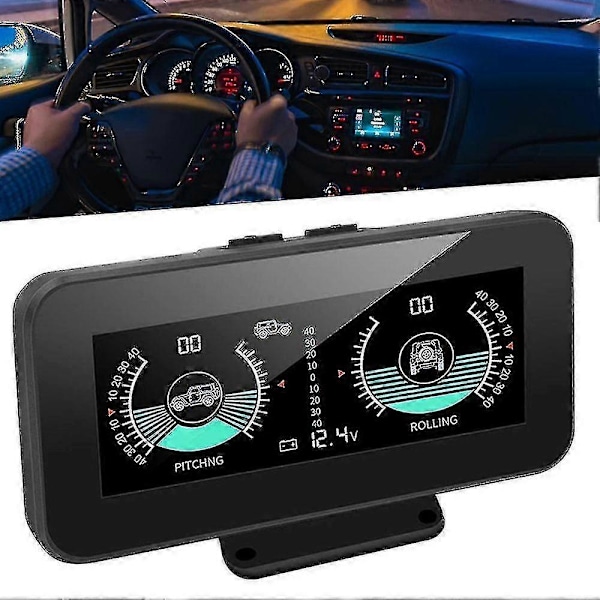 Smart Bil Digital Inclinometer HD LCD-skärm Bil Lutningsvinkel Alarm Auto HUD Med Spänningsövervakning