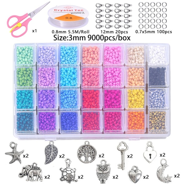 #Mini lasimuovihelmiä 9000 kpl 2mm luovia ponihelmiä säilytyslaatikolla Läpinäkyvät muovihelmet lapsille Tee-se-itse rannekoru taide ja korut (28 väriä)#