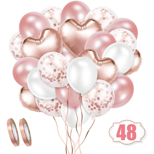 Valentinsdag Hjerte Rose Gull Ballonger, 48 ??Stykker Rose Gull