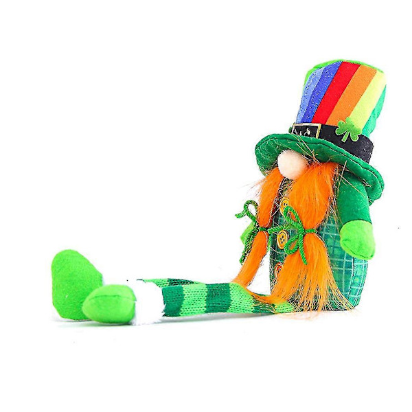 St. Patricks Dag Leprechaun Legetøj Plysdukke Husholdningspynt Held rainbow hat long leg