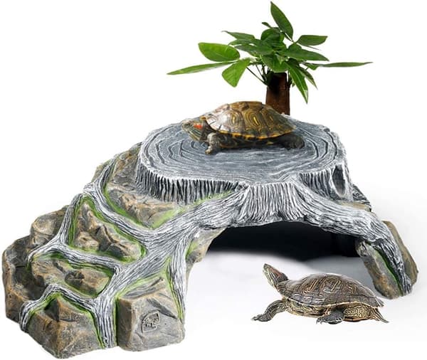 Sköldpaddshelgedom Terrarium Landgrotta Reptilramp Plattform Sanctu