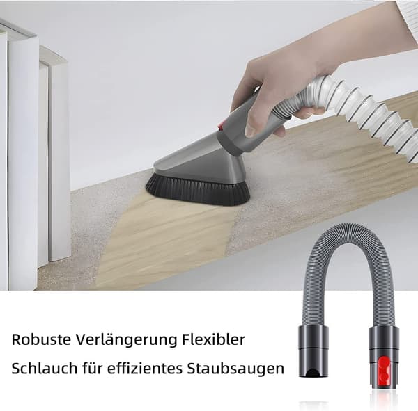 Munnstykkesett for støvsuger, fleksibel slangeforlengelse for Dyson V7–V15