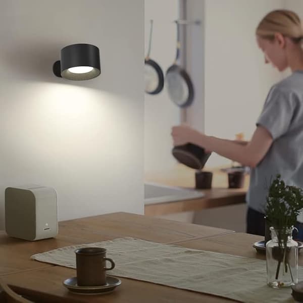 1 stk (Sort) Indendørs væglampe, LED berøringsvæglampe med USB-opladning