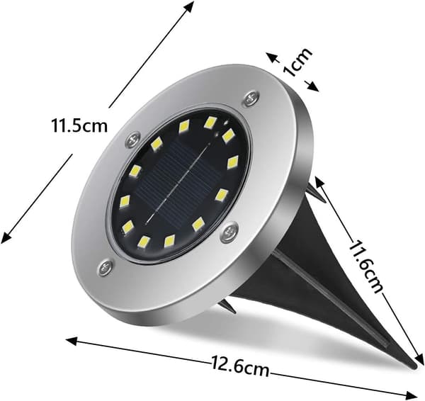 Aurinkokennovalaisin ulkokäyttöön, 8 kpl 12 LED puutarhan maavalaisinta IP65 Vesi
