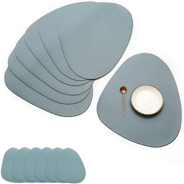 Runde sett med 6 plassmatter, sklisikre, vaskbare, varmebestandige PVC