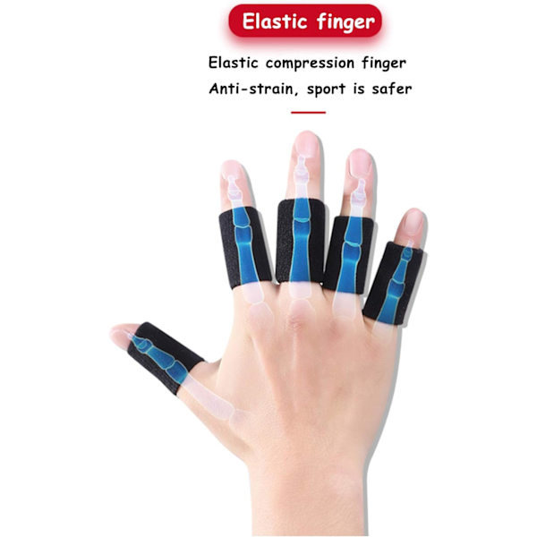 Sorte - 10 elastiske fingerbeskyttere til basketball og volleyball