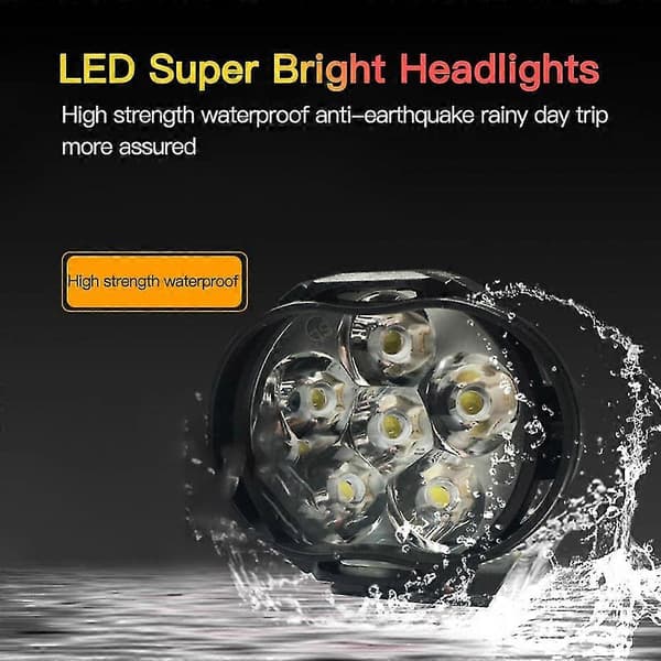 1 stk. Motorcykel Forlygte 6500k Hvid Super 1200lm Led Scooter Spot Lysstærk 6 Led