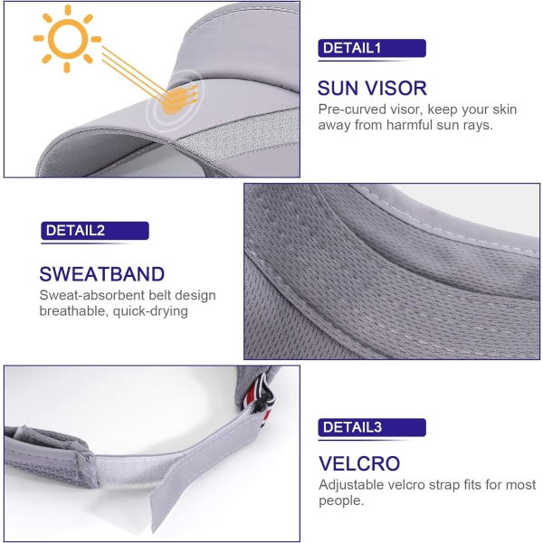 Dame Visor, Åndbar Anti-UV Visor Kasketter med Tilbageklappelig B