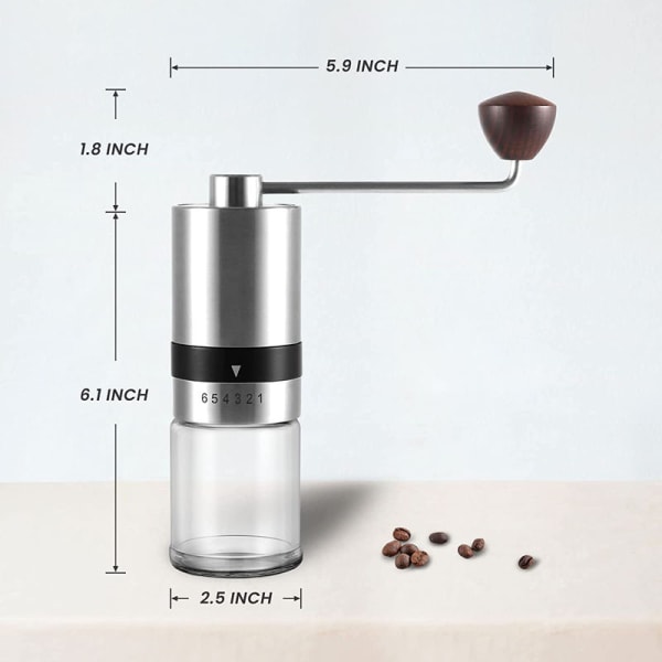 Manuel Kaffekværn, 6 Grovhedsindstillinger, CNC Rustfrit Stål