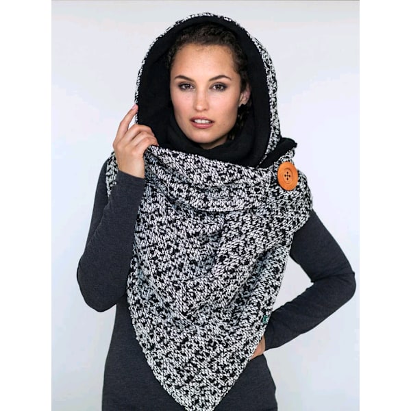 Triangelskärpa - svart och vit, elegant och varm tryckt scarf