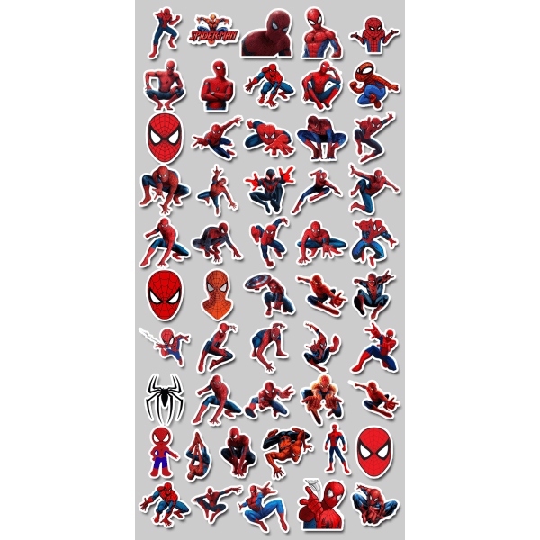 Et sett med 50 Spider-Man tegneserier på tvers av landegrensene bagasje klistremerker fanget
