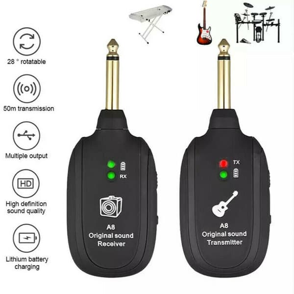 Trådløs gitar sender mottaker A8 elektrisk gitarsystem