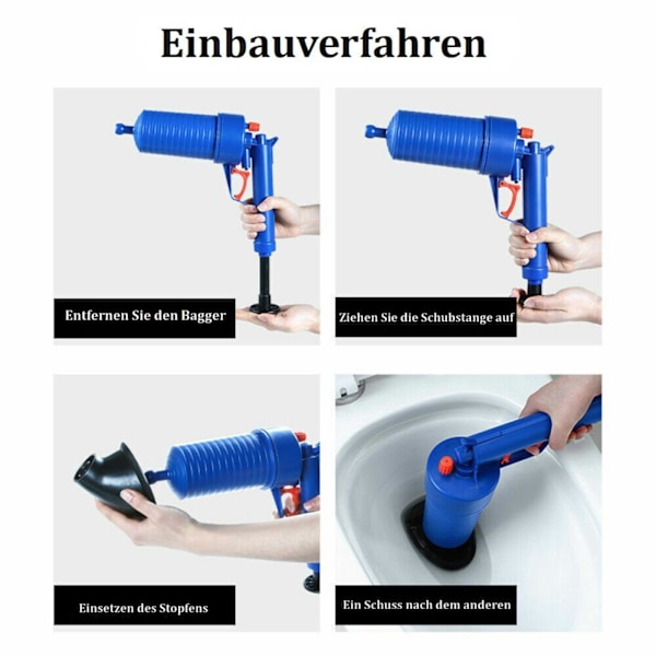 Piberens pistol 4Bar afløbsrenser trykluftrensning