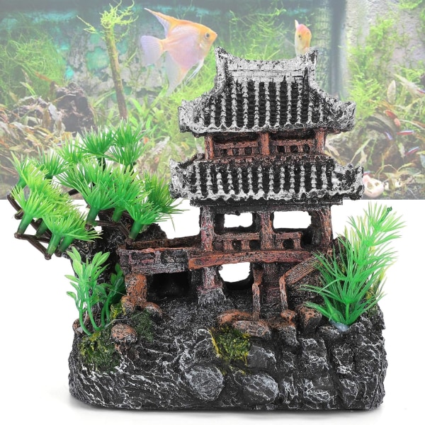 Akvariumhus Resin Kunstig Gammelt Hus Fiskedam Landskap