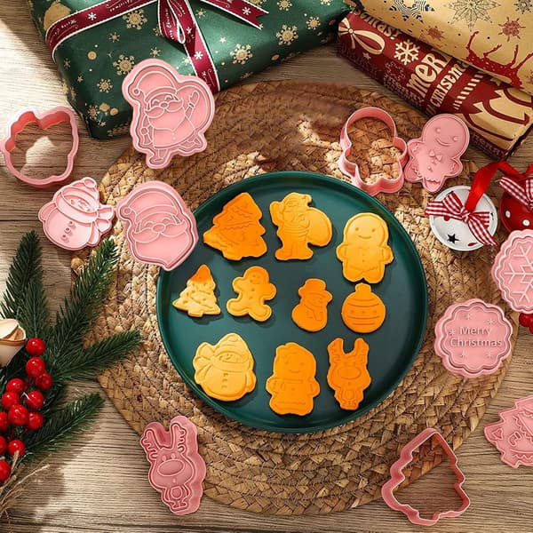 ##/Jul-Pepparkaksformar Set med 8, 3D Plast Pepparkaksformar, Barn##/