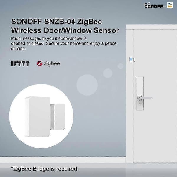 SNZB-04 ZigBee Trådlös Dörr- och Fönstersensor, Skicka Varning till Din Smartphone, Kompatibel med Alexa