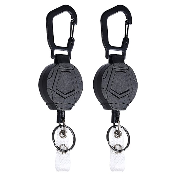 ##/Stycke Utdragbar Nyckelring för ID-Kortshållare Robust Badge Reel Upp till Tjockt Fodral med Rostfritt Stål Fjädertråd##/