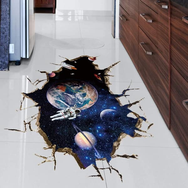 3D Planet Galaxy Astronaut Vægmærkater, Aftageligt Univers Rum