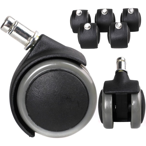 Sett med 5 11 mm harde gulv hjul - for kontorstol, 11/50 mm, Gr