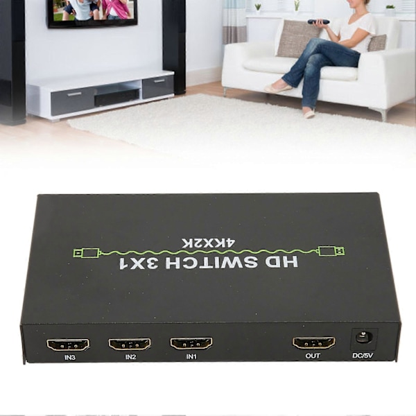 HD Multimedia Interface Switch 3 i 1 Ud 4K Support 3D Video Switcher Selector til Set Top Box Laptop TV 100?240V US Stik