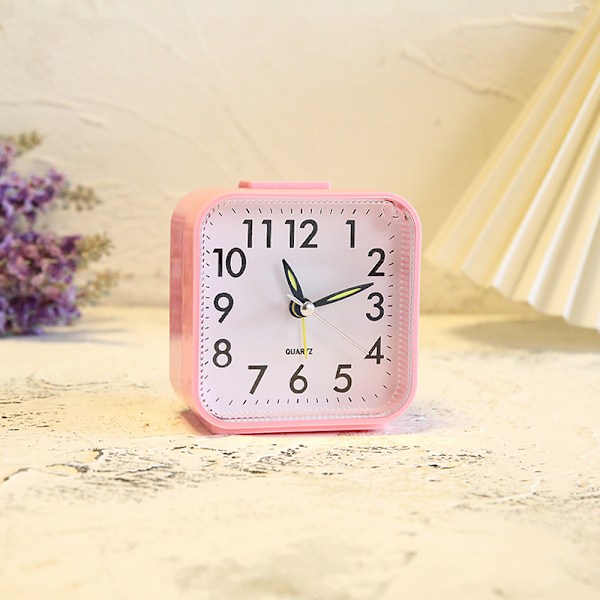 ##/Rosa Tyst Alarmklocka, Tickfri Batteridriven Sängbordsklocka##/