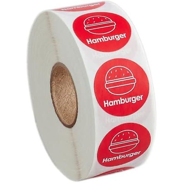 1000 klistermärken/rulle \"Hamburger\" permanenta 1 tum etikettklistermärken