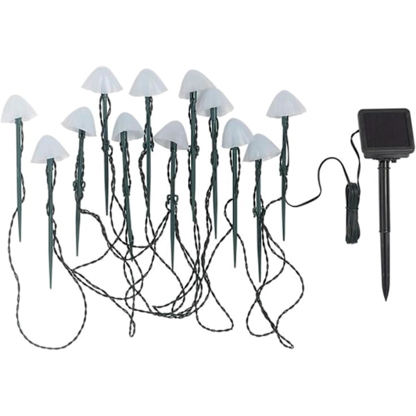 ##/Set med 12 solcellslampor i svampform - utomhusdekoration##/