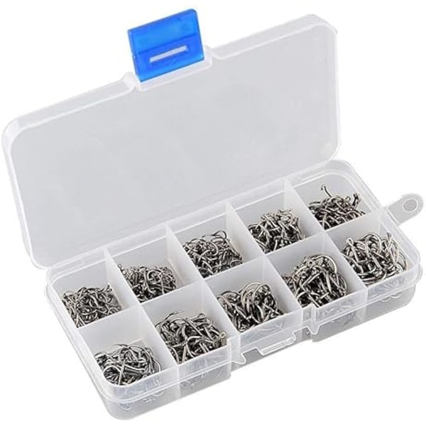 Circle Fishing Hooks with Plastic Box set of 500pcs Carbon Steel