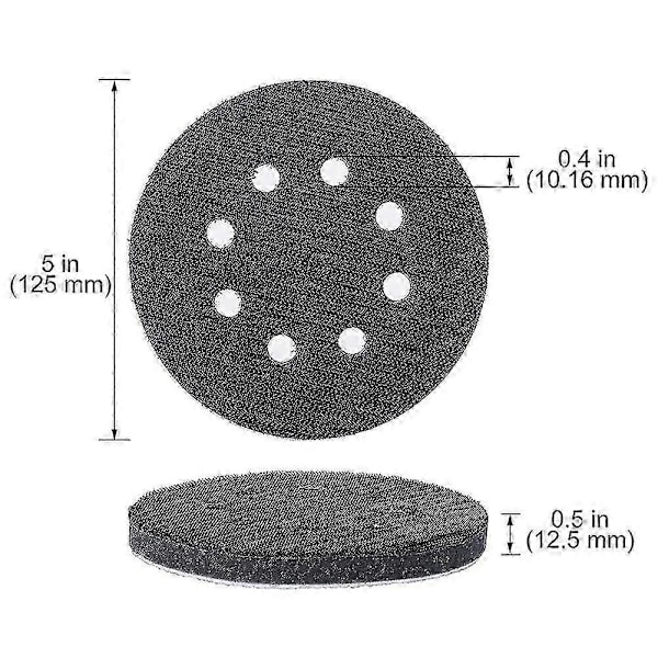 6 KPL 5 tuuman (125 mm) 8-reikäinen pehmeä sieniliitäntätyyny hiomatyynyille ja Hook&Loop -hiomalaikoille