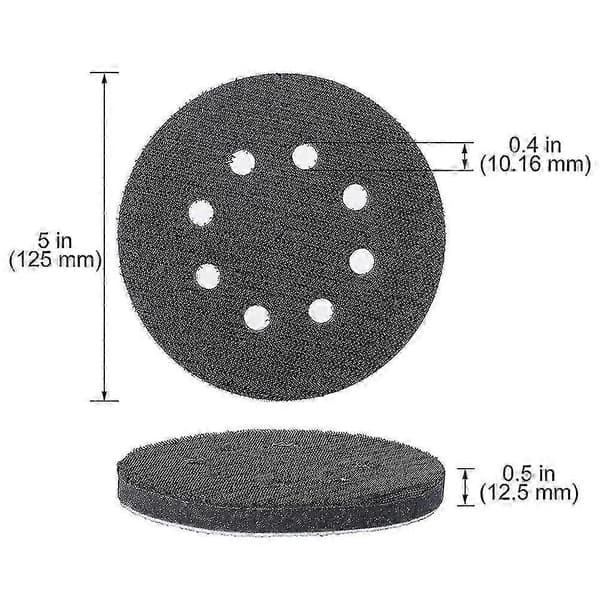 6 stk. 5 tommer (125 mm) 8-hullers blød svampeinterfacepude til slibepuder og Hook&Loop slibeskiver fo