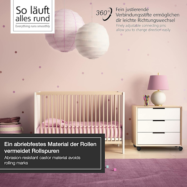 Set med 4 Möbelrullar 50 mm - Transportrullar med broms u