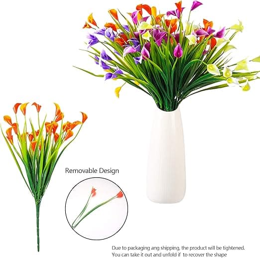 5 stycken konstgjorda liljor, dekorativa plastblommor, konstgjorda