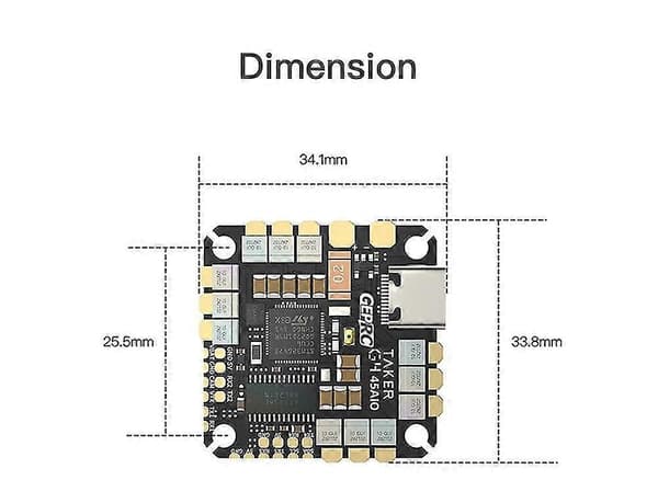 9g 25.5x25.5mm GEPRC GTAKER G4 45A AIO Flygkontroller OSD Integrerad med 45A 4in1 Borstlös ESC