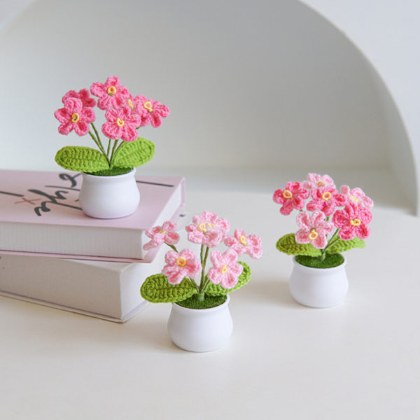 /#/Konstgjord växt grön i kruka Stickade blommor ros 1 st/#/